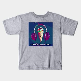 Lofi Ice Cream Chill logo (blue background) Kids T-Shirt